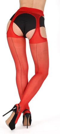 Штанфляси BANANALU з швом, 20 Den з вирізом (L, Червоний/Чорний)