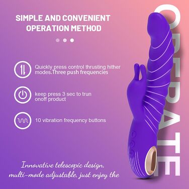 Вібратор для жінок G-Spot з подвійною стимуляцією (кролик), 10 режимів, LZYLWC (фіолетовий)