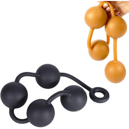 Анальні кулі Guspiun з ланцюгом (4 шт., Ø 60 мм), силікон. Іграшки для анал-сексу, мастурбатор, для чоловіків та жінок. Чорний колір