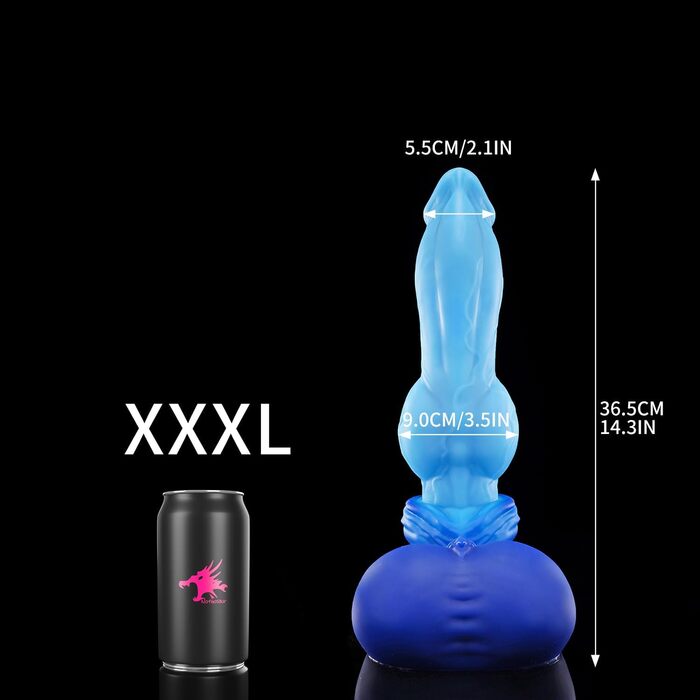 Nothosaur Knot Dildo з платинового силікону - фантастична іграшка для дорослих, 24 см, синій (3XL)