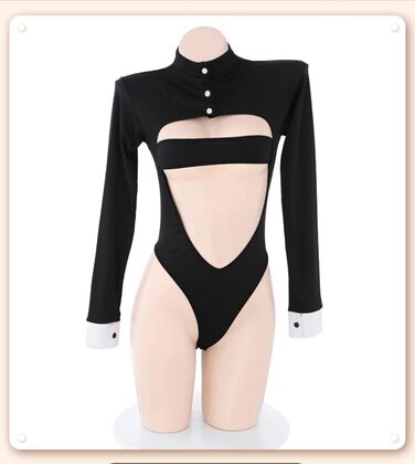 Костюм горничної SINROYEE: сексуальна мереживна піжама для косплею, піжама-бабідол, набір сексуальної французької горничної (білий + чорний), універсальний розмір