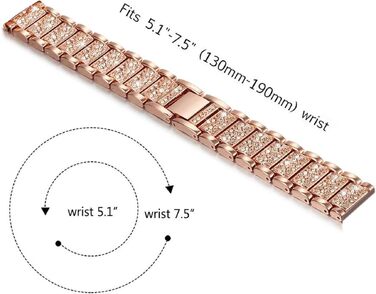 Металевий ремінець Abanen для годинників Fossil Gen 5 42mm та Gen 6 (жіночий), 18 мм, з кристалами та швидким замком, сумісний з Fossil Q Venture 3/4 покоління, колір: спорт червоне золото