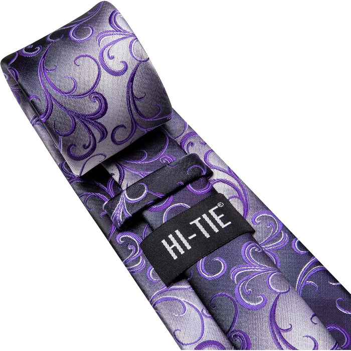 Чоловічий набір Hi-Tie: краватка, кишенькова хустка та запонки (сірий, сріблястий, лавандовий) для весілля та бізнесу