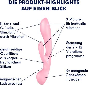 Вібратор для жінок Satisfyer Triple Oh G-Punkt з 3 моторами | Гінекологічний вібратор | Водостійкий (IPX7) | 20 режимів | Рожевий