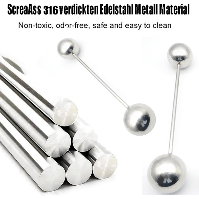 Анальний масажер ScreaAss з нержавіючої сталі з подвійним наконечником, кулі, дildo, для чоловіків та жінок, 38/50/63 мм, стимулятор G-точки, масажер простати