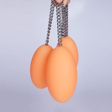 Анальний плаг Guspiun силіконовий, яйцеподібний, з металевим ланцюгом, 6.5 см, S (Помаранчевий)