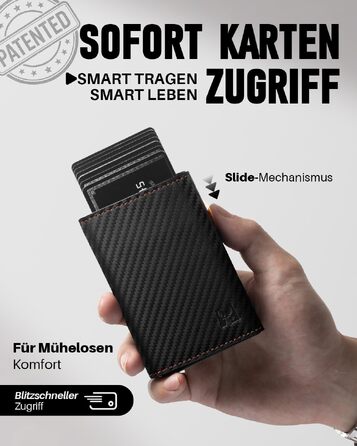 Чоловічий гаманець з RFID-захистом та монетницею, смарт-портмоне з вікном для ID-картки, відділення на 11 карток, колір Carbon Orange