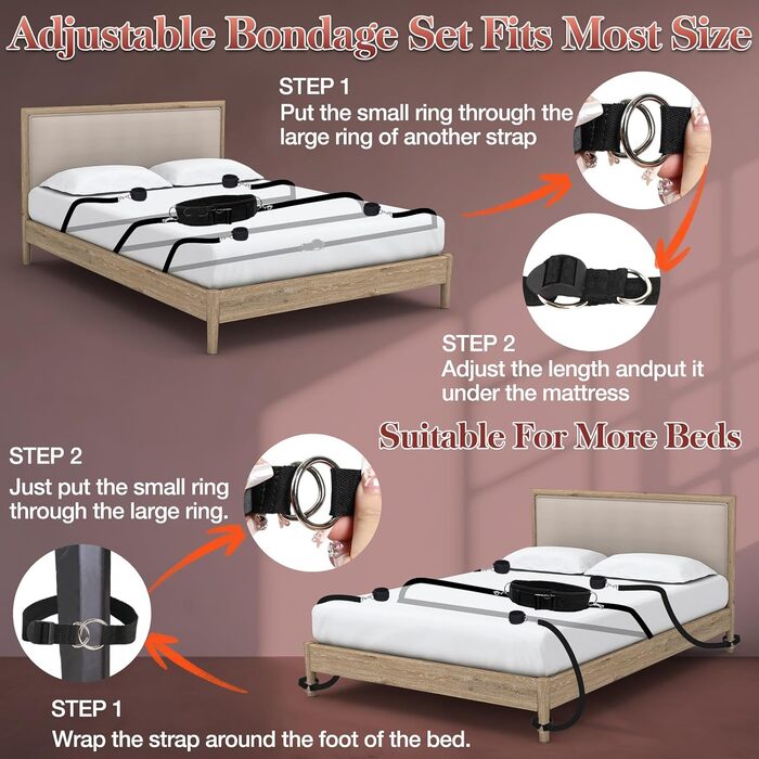 Набір для БДСМ-зонування: 12 предметів для пар. Еротичні іграшки для дорослих з наручниками, фіксаторами для ніг, обручем, засліпкою та ін. Чорний колір.