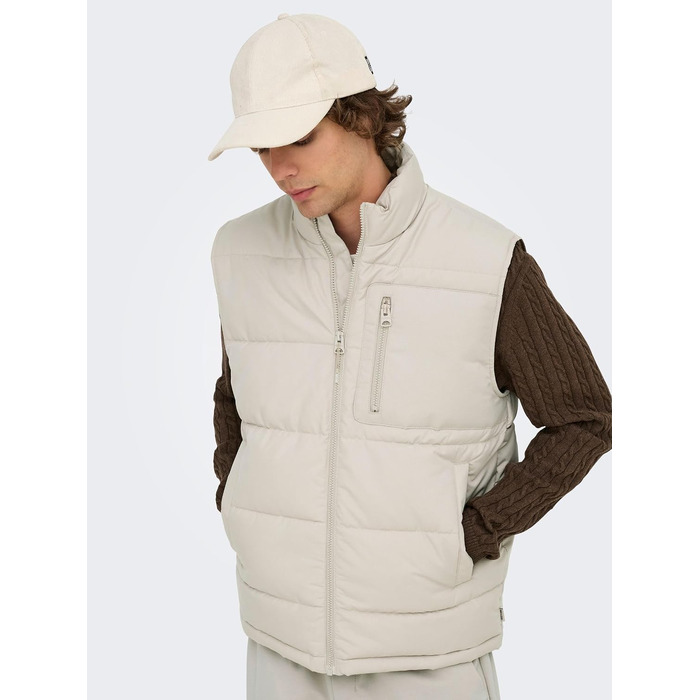 Чоловічий стібаний жилет Only & Sons Onsjake Quilted Vest Otw, сріблястий