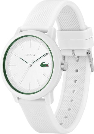 Аналоговий кварцовий годинник Lacoste 12.12 унісекс з білим силіконовим ремінцем Petit Piqué