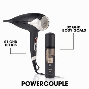 Професійний фен для волосся ghd Helios: швидке сушіння, низький рівень шуму, легка вага, чорний колір, для ідеального стайлінгу та blow-out