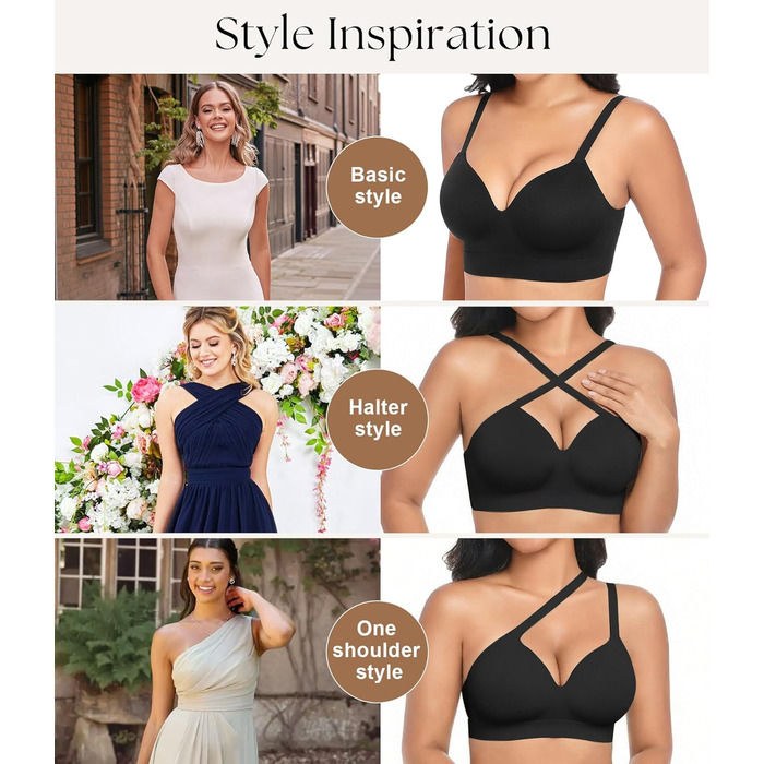 Натільний пуш-ап бюстгальтер для жінок без кісточок, бездротовий, з м'якою підтримкою, двошаровий чашечка, звичайні та великі розміри, V-подібний виріз, міцний бюстгальтер, чорний, S