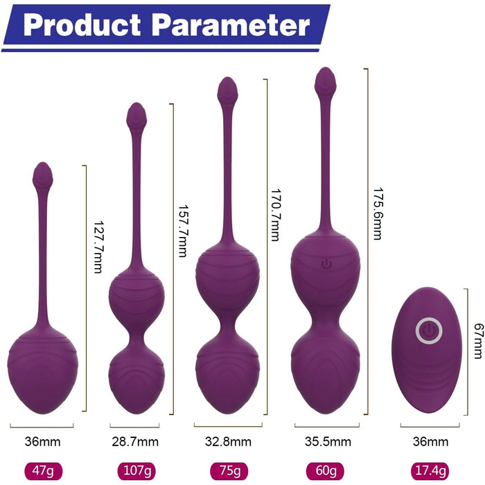 Тренувальні кулі для вправ Кегеля (бекенбоден) - набір для жінок. Медичний силікон, для контролю сечовипускання та зміцнення м'язів тазу. Колір: фіолетовий