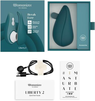 Womanizer Pleasure Air Toy: Вібратор для клітора з 8 рівнями інтенсивності, водонепроникний, перезарядний, для жінок та пар, колір – шавлія (Petrol, Liberty 2)