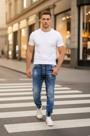 Чоловічі джинсові джогери Reslad Slim Fit, спортивні штани в стилі джинс RS-2073, сині, розмір XL