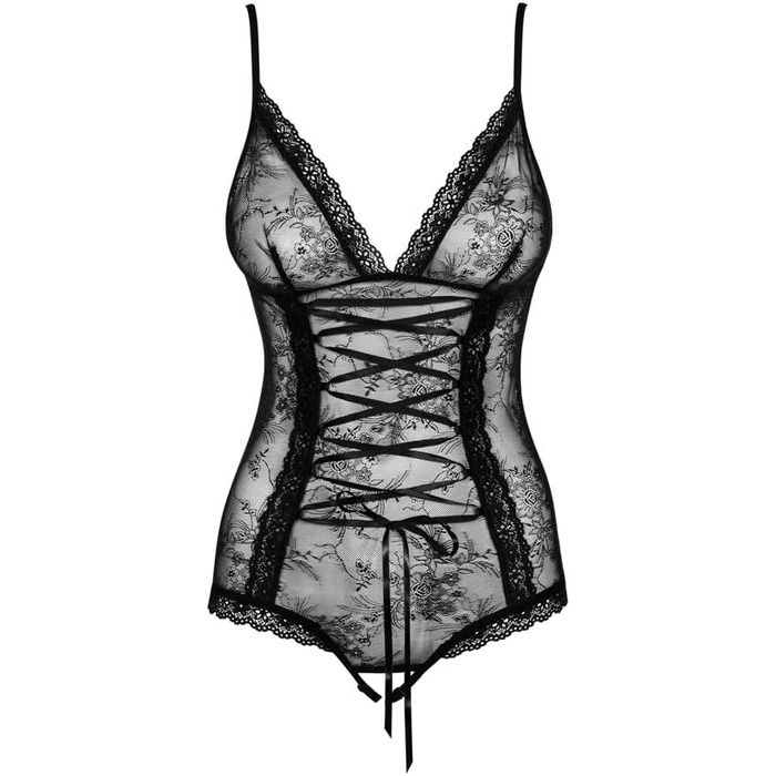 Корсетний боді Obsessive Slevika, чорний, розмір 34 (виробничий 36)