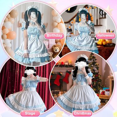 Костюм французької служниці: комплект для косплею та карнавалу (блакитний, 4XL)