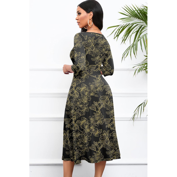 Сукня Noder Daenkleid: ошатне обгорткове плаття-трапеція для весілля, вечірки, коктейлю, чорна, розмір XXL
