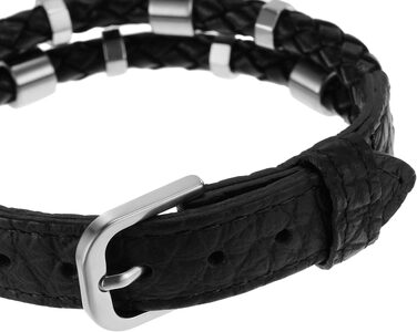 Чоловічий шкіряний браслет Fossil Casual Texture з магнітною застібкою або замком, колір: насичений чорний
