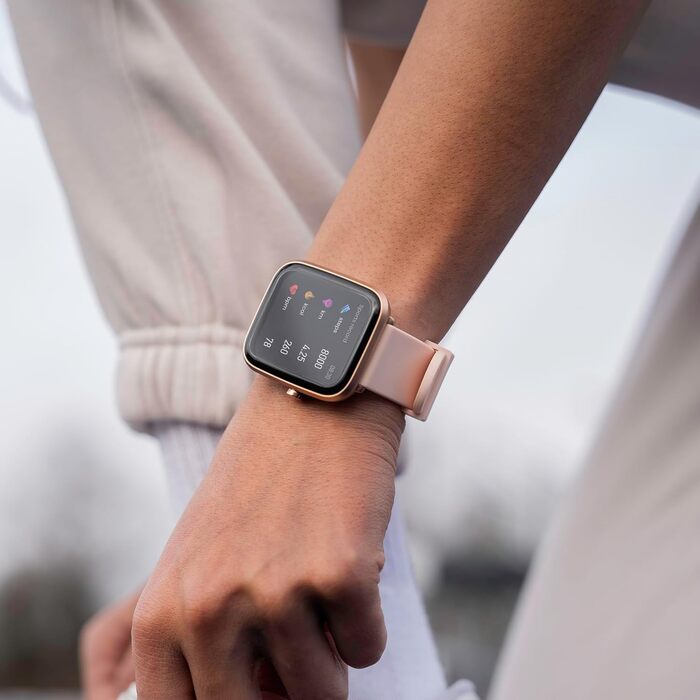 Смарт-годинник Sekonda Motion Plus 36 мм з рожевим силіконовим ремінцем, колір рожеве золото, 30224