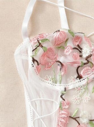 Сексуальний корсет з вирізаним декором, боді (білий, S)