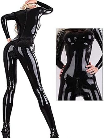 Боді з ефектом вологості Oaimmk для жінок, латекс, чорний, S, без рукавів, сексуальний костюм для клубу