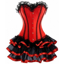 KUOSE Корсетне плаття в готичному стилі Moulin Rouge, спідниця-шлейф, великі розміри S-6XL, XL, червоне