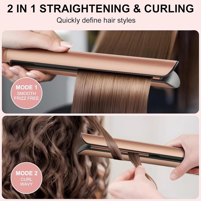 Випрямляч для волосся Ceramic Straight 2 в 1: керамічний випрямляч та плойка для гладкого і блискучого волосся, універсальна напруга, чорний