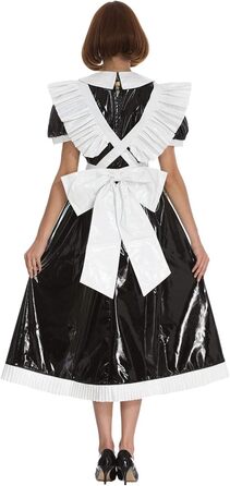 Чорне плаття з ПВХ для косплею/кросдресінгу, уніформа служниці, розмір 3XL