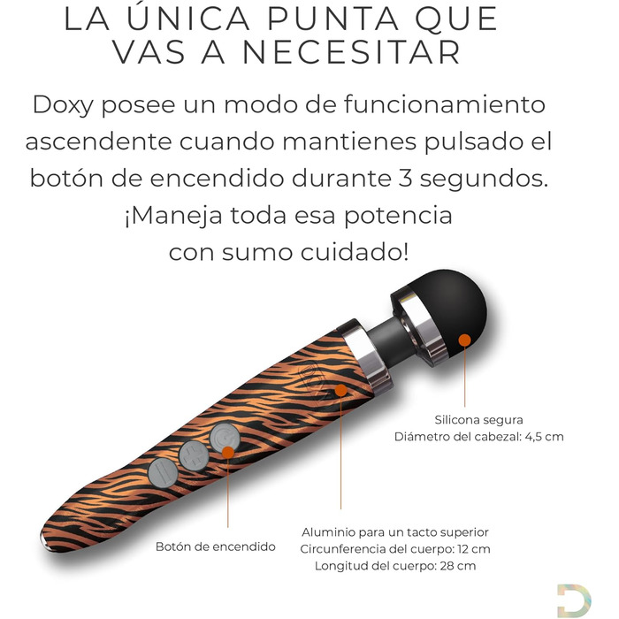 Масажер для тіла Doxy Die Cast 3 - перезаряджуваний вібратор-масажний стрижень для жінок (Tigerin)