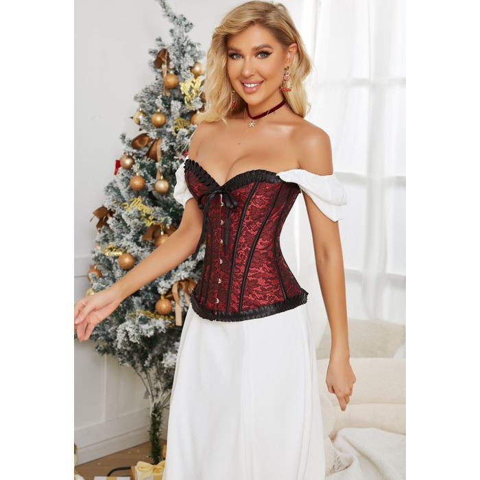 Корсетний топ KUOSE для повних грудей, чорно-білий, великі розміри, червоний