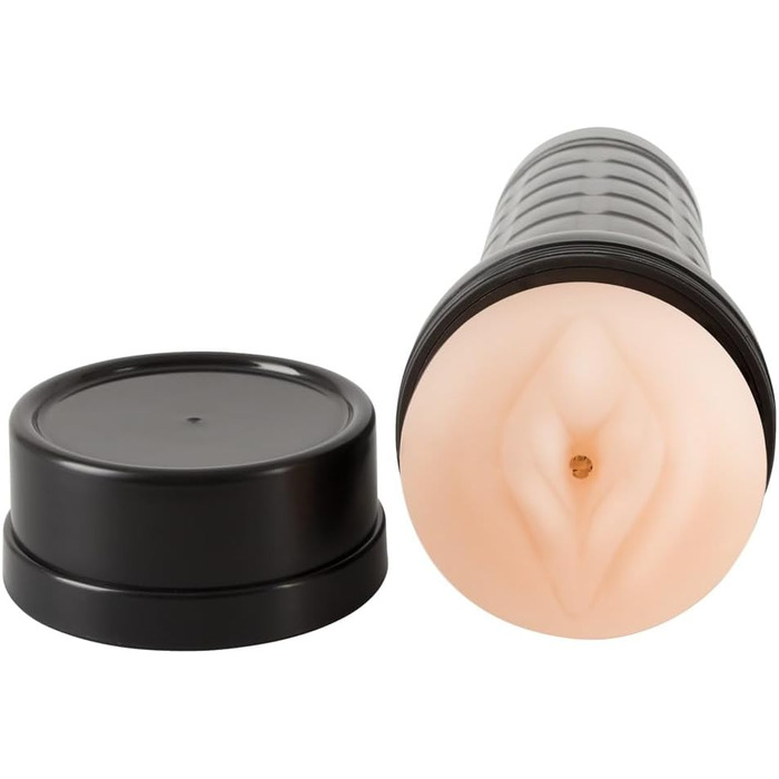 Масажер для чоловіків Nature Skin Pussy - еластичний, з текстурою, у чорному чохлі, відтінок тілесного кольору