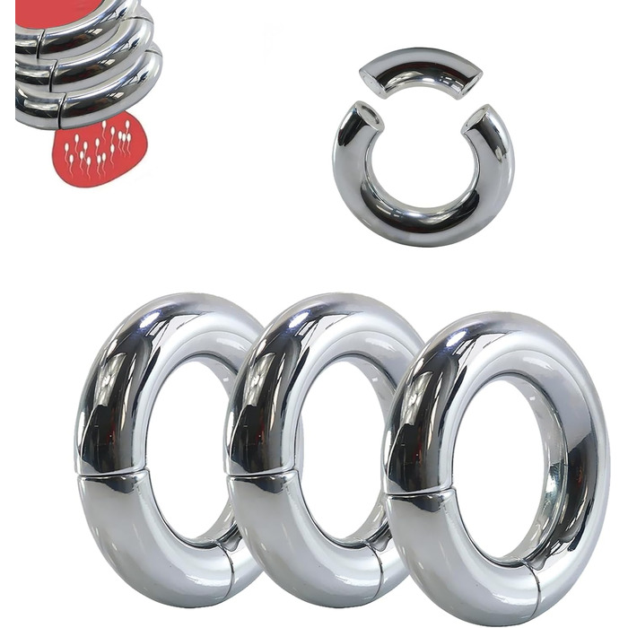 Набір з 3 шт. магнітних кілець для статевих органів з нержавіючої сталі (5 розмірів)