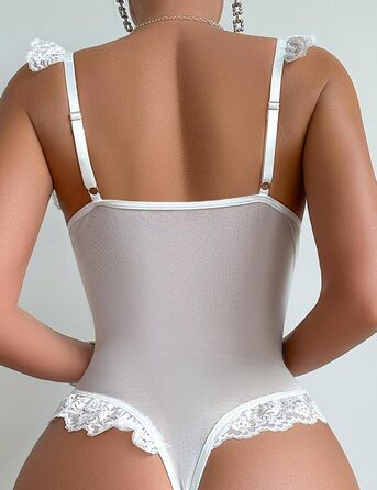 Жіночий боді з квітковою мереживом, babydoll з застібкою спереду, білий. Ідеальний для свята Валентина