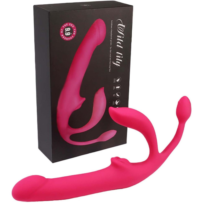 Вібратор ChicLSQ для жінок з 4 точками, без бретелек, надувний, G-точковий вібратор з 3 головками, 12 вібрацій та 3 імпульсами частоти, для лесбійок, анальний плагін