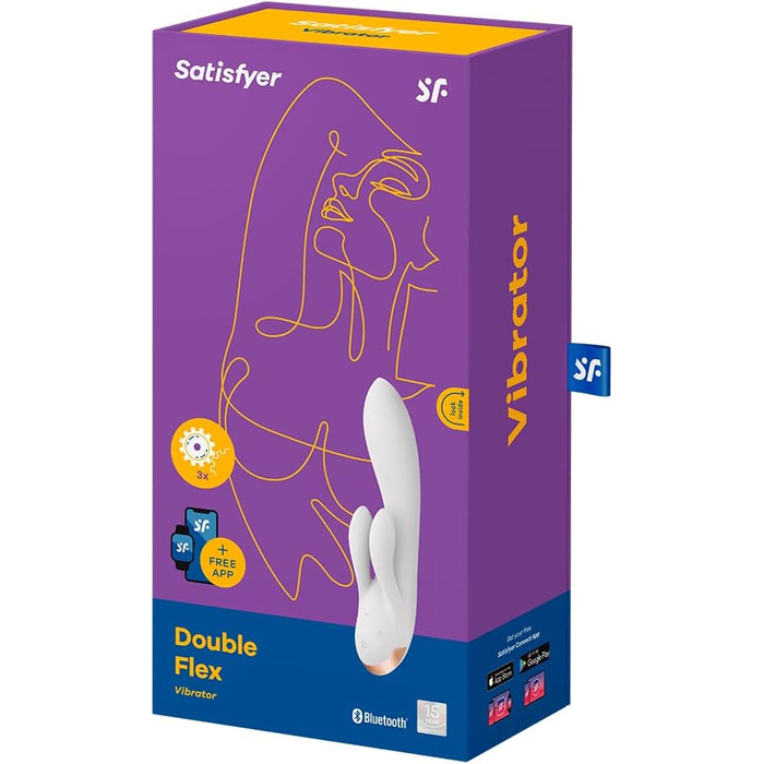 Вібратор Satisfyer Double Flex Connect з Bluetooth-додаток | Інтимні іграшки для жінок | Водонепроникний (IPX7) | Силікон преміум-якість | Заряджається | Один розмір (білий)