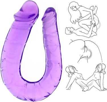 Двосторонній анальний/вагінальний дildo для лесбійок з двома виступами, гнучкий, для мастурбації та сексуальних іграшок