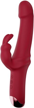 Вібратор Rabbit Silikon Dildo з 10 режимами вібрації - Інтимна іграшка для жінок та пар, Червоний