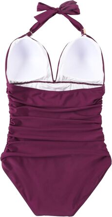 Купальник жіночий RXRXCOCO з драпіруванням, корегуючим животик, V-подібний виріз, Push Up, з підтримкою грудей, відкритий на спині, Leopard, Чорний (XL, Бордовий)