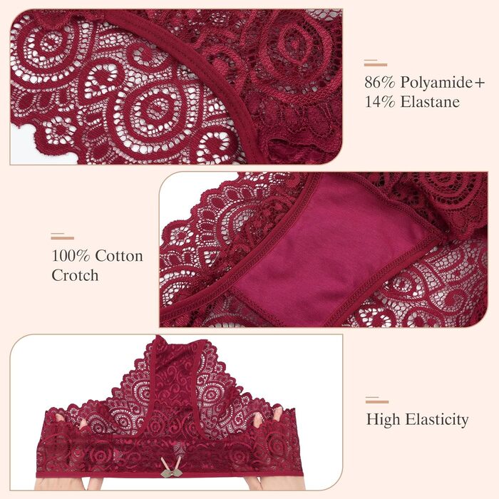 5-Piece Set Танга для жінок з мережива, сексуальна білизна, під одяг, труси, танга, дихаючі, безшовні, гіпстер, бікіні, панчіхи, спідня білизна, набір, розмір M