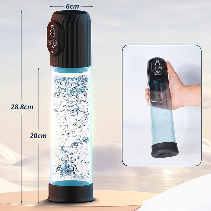 Електрична помпа для збільшення пеніса з LED-дисплеєм, 8 режимів, для покращення ерекції та затримки еякуляції