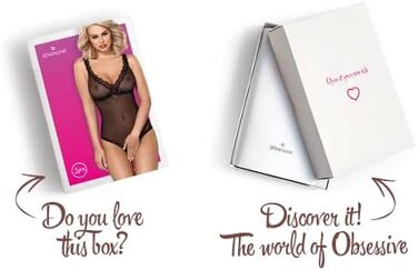 Корсетний боді Obsessive Zarter з витонченою мереживом та шнуванням, чорний, L-XL