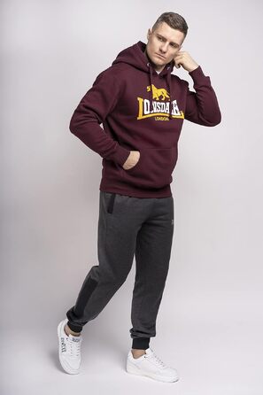 Чоловіча толстовка на блискавці з капюшоном Lonsdale RINSEY, приталена модель, колір Oxblood, розмір S