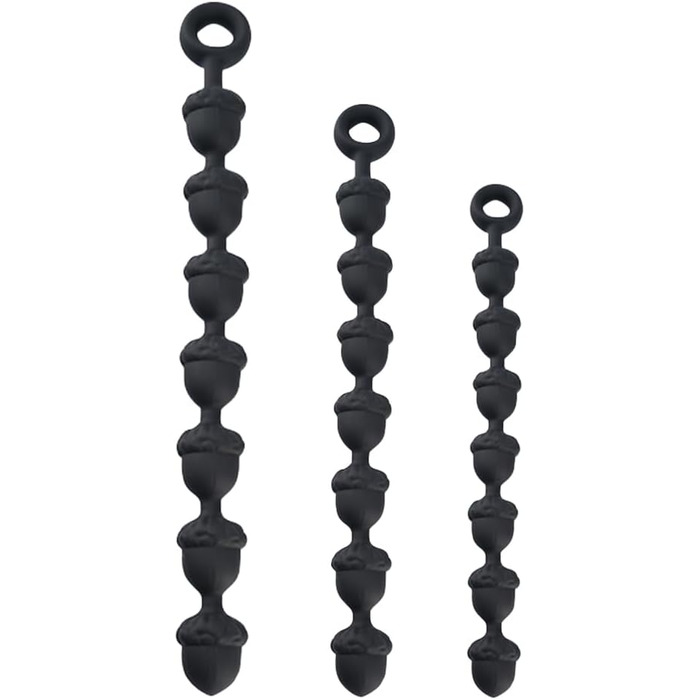 Анальні кульки з силікону NAIXBTY (7 шт.) з ланцюжком, анальні пробки, сексуальні іграшки для жінок та чоловіків (чорний, M)
