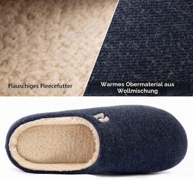 Чоловічі домашні капці RockDove з підкладкою Sherpa та ефектом пам'яті Memory Foam, темно-сині, розмір 42/43 EU