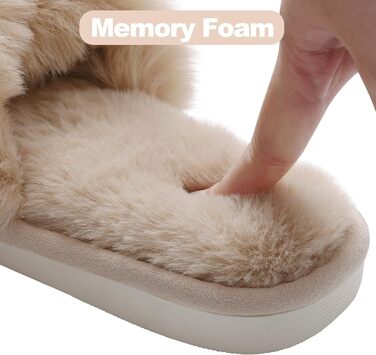 Жіночі плюшеві капці Evshine з ефектом пам'яті (Memory Foam), відкритий носок, колір камель, розмір 42/43 EU