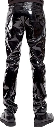 Чоловічі блискучі лакові штани Wetlook, штани з лакованої шкіри, мотоциклетні штани, Slim Fit, для клубу/вечірки, чорні, XL