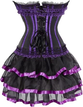 Сукня корсетна з корсажем, бюстєром, мереживом, готичний стиль, бурлеск, для жінок, зелена (XXS, Purple3704)