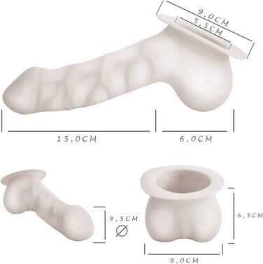 Латексний пеніс-чохол Carlos Schaftlänge 15см, золото, з основою для прикріплення до латексу - реалістичний пеніс-сleeve з великим мошонкою та виразною головкою. Зроблено в Німеччині.