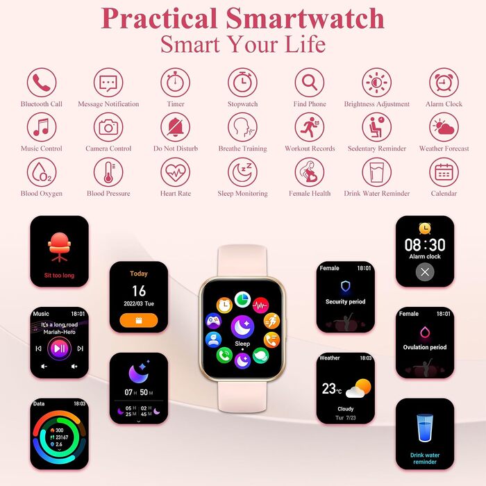 Смарт-годинник I52 Smartwatch (Gold) — водонепроникний розумний годинник з функціями моніторингу здоров'я, золотий